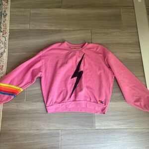 Pink Aviator nation Sweatshirt with Lightning Bolt